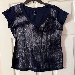 Navy Sequin Women's Top